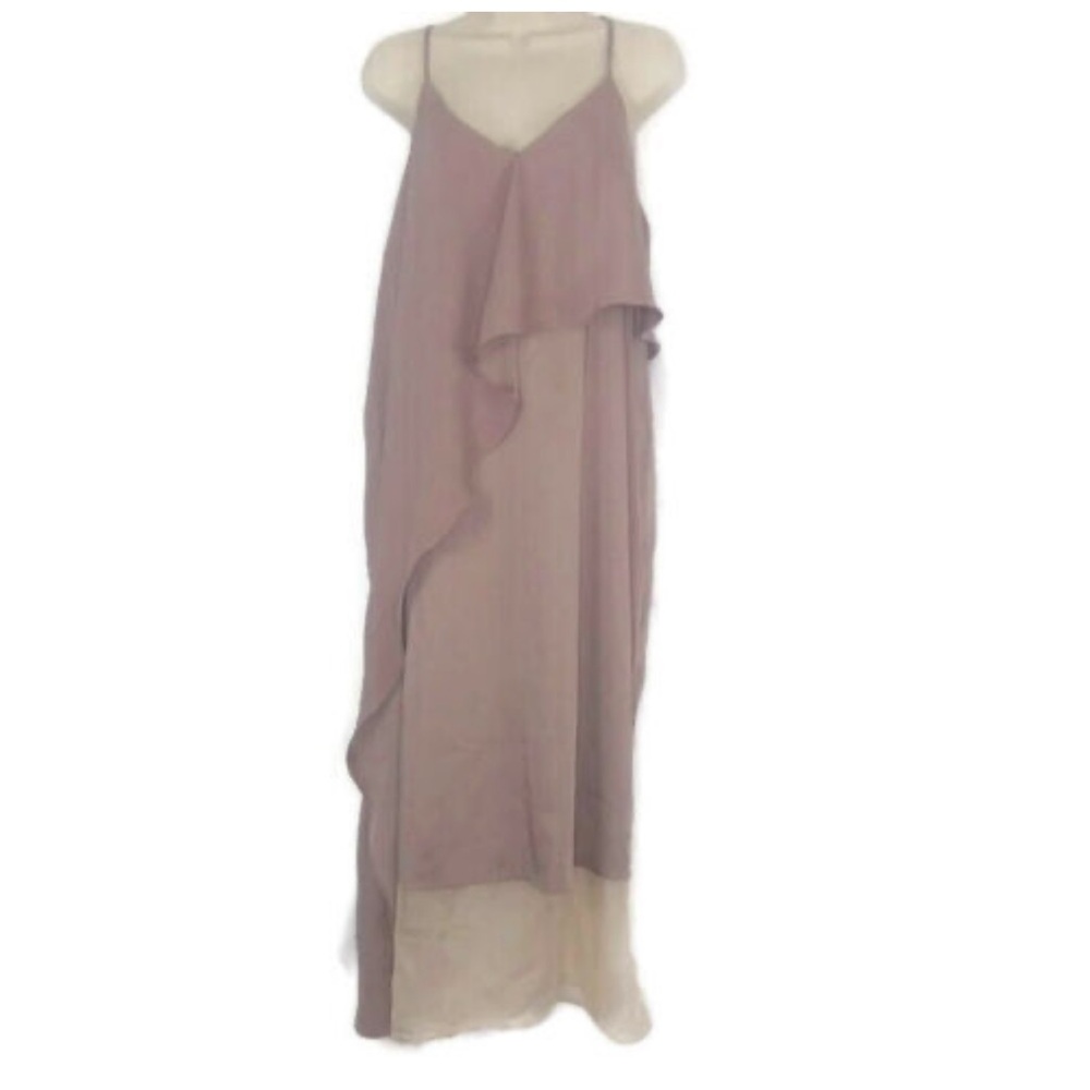 ASOS Pink Layered Midi Dress Sheer Ruffle Size 6